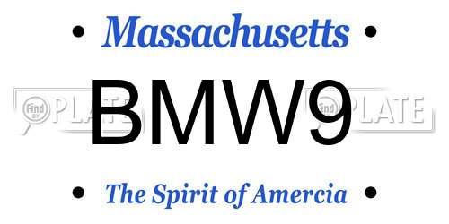 BMW9 Massachusetts License Plate