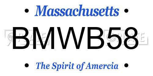 BMWB58 Massachusetts License Plate