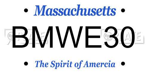 BMWE30 Massachusetts License Plate