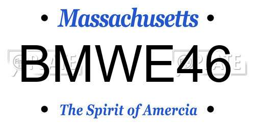 BMWE46 Massachusetts License Plate