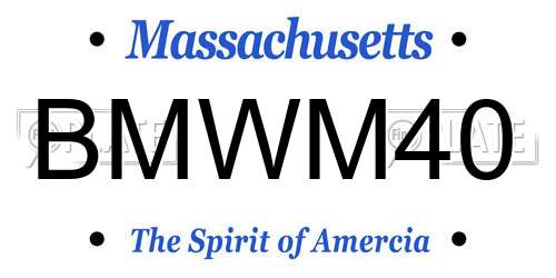 BMWM40 Massachusetts License Plate