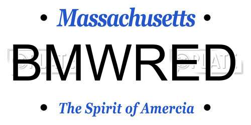BMWRED Massachusetts License Plate