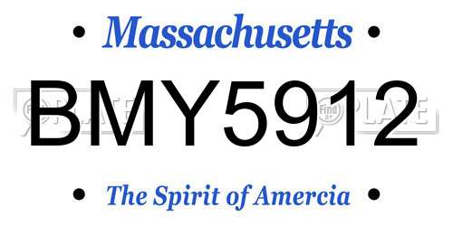 BMY5912 Massachusetts License Plate