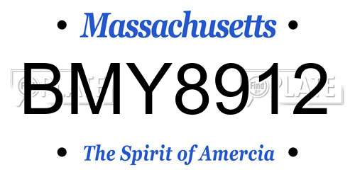 BMY8912 Massachusetts License Plate