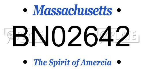 BN02642 Massachusetts License Plate
