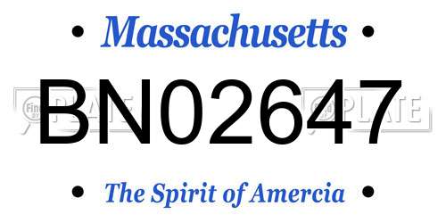 BN02647 Massachusetts License Plate