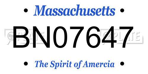 BN07647 Massachusetts License Plate