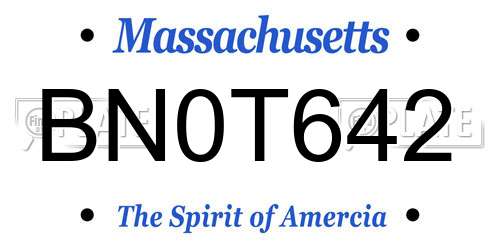 BN0T642 Massachusetts License Plate