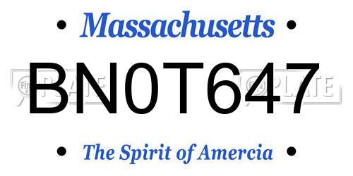 BN0T647 Massachusetts License Plate