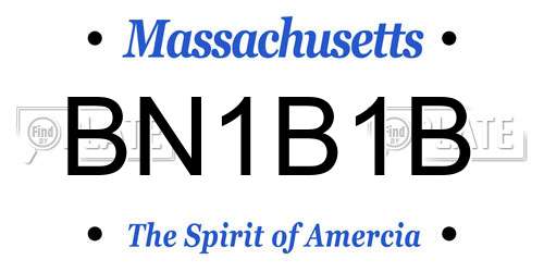 BN1B1B Massachusetts License Plate