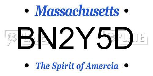 BN2Y5D Massachusetts License Plate