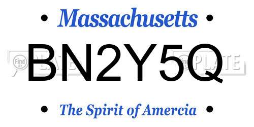 BN2Y5Q Massachusetts License Plate