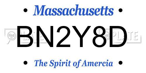BN2Y8D Massachusetts License Plate