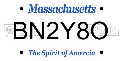 BN2Y8O Massachusetts License Plate