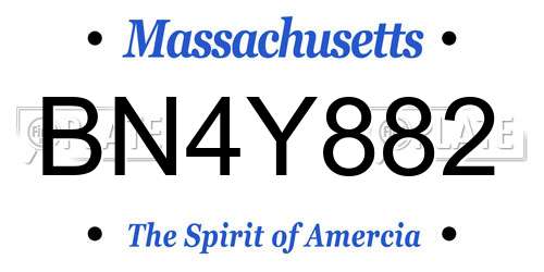 BN4Y882 Massachusetts License Plate