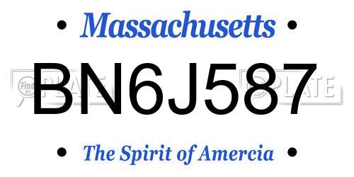 BN6J587 Massachusetts License Plate
