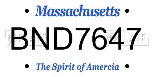 BND7647 Massachusetts License Plate