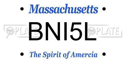 BNI5L Massachusetts License Plate