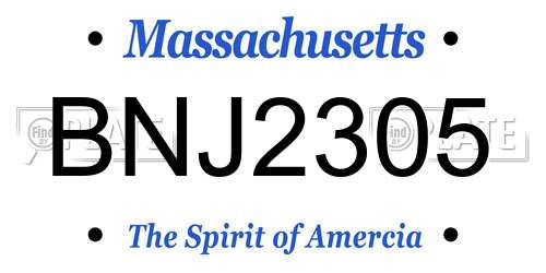 BNJ2305 Massachusetts License Plate