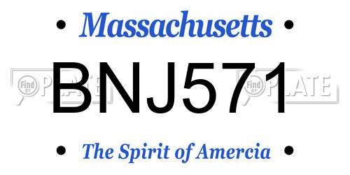 BNJ571 Massachusetts License Plate