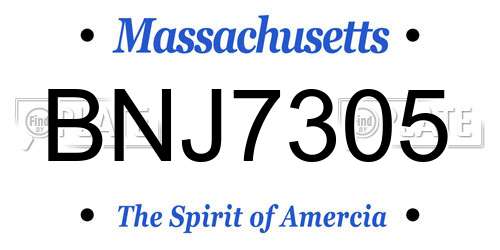 BNJ7305 Massachusetts License Plate