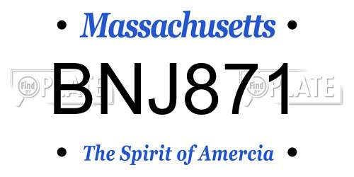 BNJ871 Massachusetts License Plate