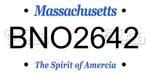 BNO2642 Massachusetts License Plate