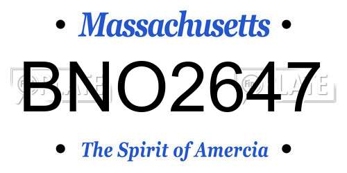 BNO2647 Massachusetts License Plate