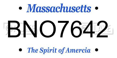 BNO7642 Massachusetts License Plate