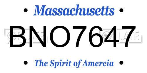 BNO7647 Massachusetts License Plate