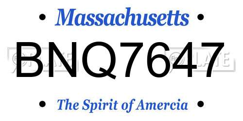 BNQ7647 Massachusetts License Plate