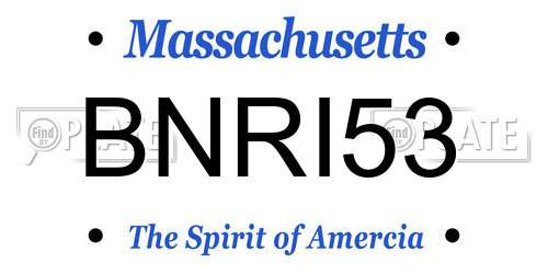 BNRI53 Massachusetts License Plate