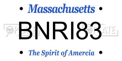 BNRI83 Massachusetts License Plate