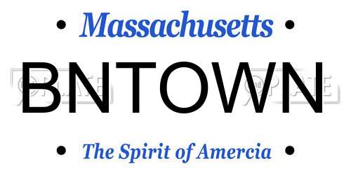 BNTOWN Massachusetts License Plate