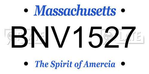 BNV1527 Massachusetts License Plate