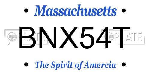 BNX54T Massachusetts License Plate