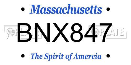 BNX847 Massachusetts License Plate