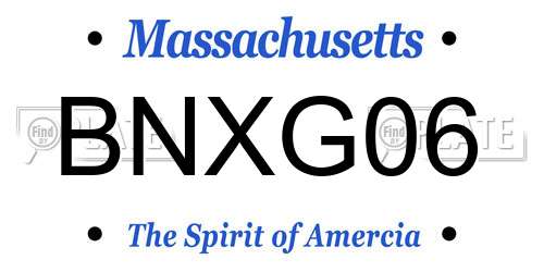 BNXG06 Massachusetts License Plate