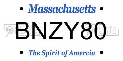 BNZY80 Massachusetts License Plate