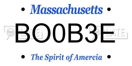 BO0B3E Massachusetts License Plate