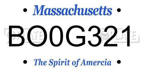 BO0G321 Massachusetts License Plate