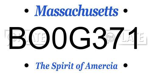 BO0G371 Massachusetts License Plate