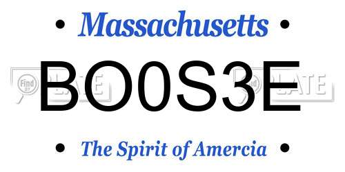 BO0S3E Massachusetts License Plate