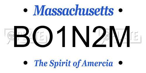 BO1N2M Massachusetts License Plate
