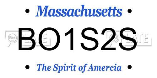 BO1S2S Massachusetts License Plate