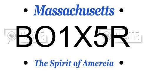 BO1X5R Massachusetts License Plate