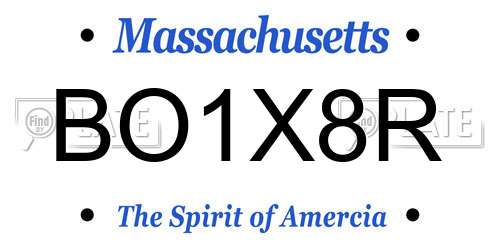BO1X8R Massachusetts License Plate