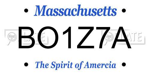 BO1Z7A Massachusetts License Plate
