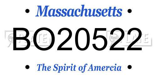 BO20522 Massachusetts License Plate