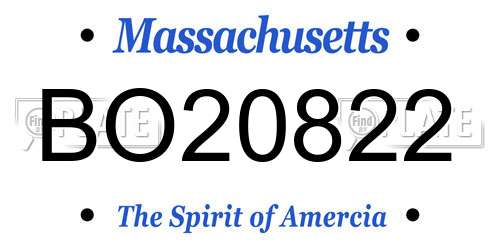 BO20822 Massachusetts License Plate